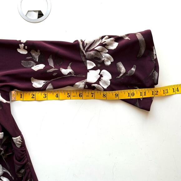 Lauren Ralph Lauren Wine Red Purple Dress, 3/4 bell sleeves, V Neck, Size 4 - Picture 8 of 11